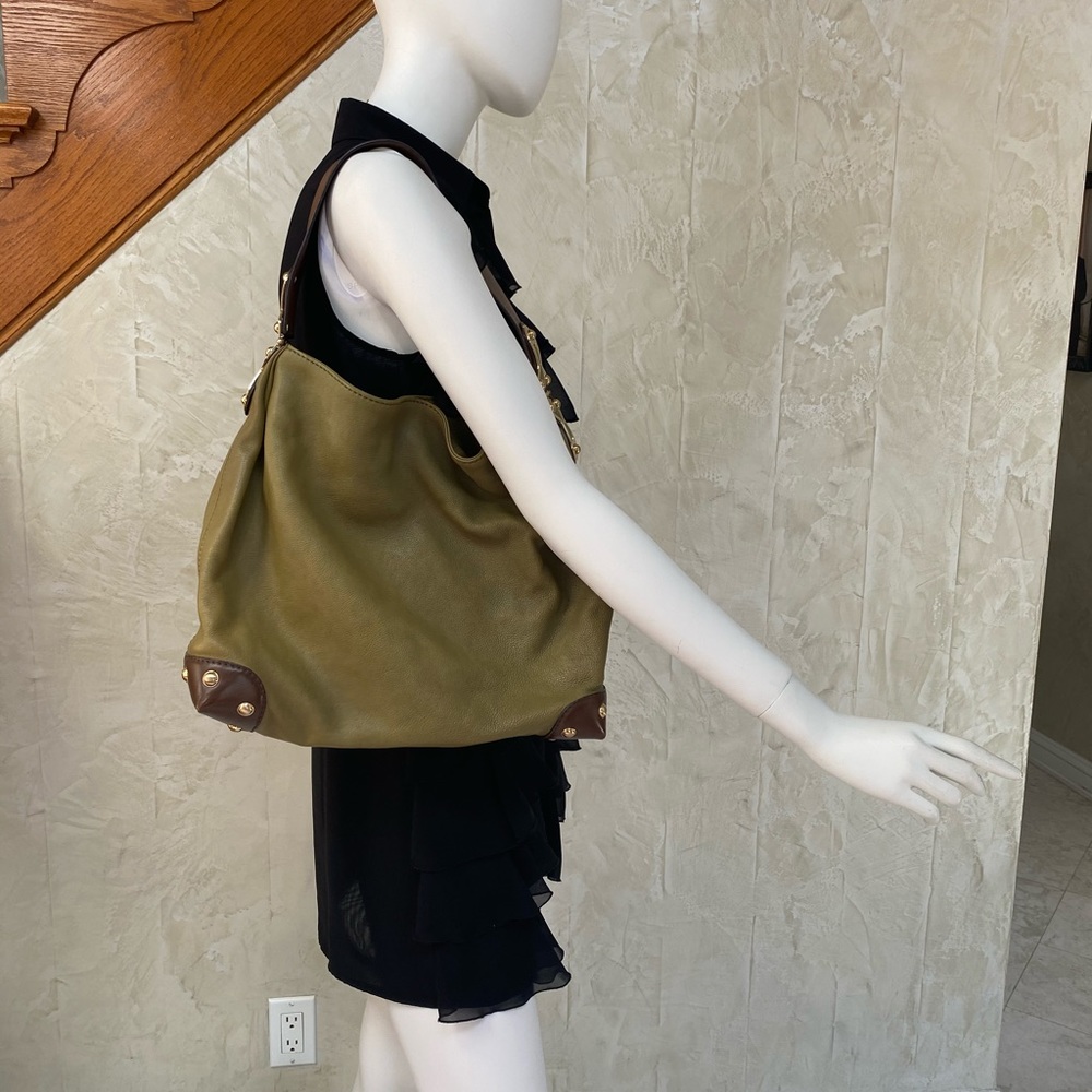 Micheal Kors Olive & Brown Leather Shoulder Bag